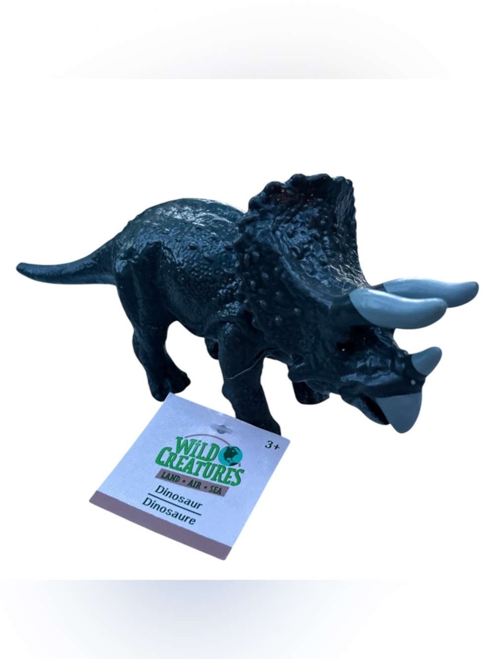 NWT Wild Creatures Triceratops Dinosaur Figure Toy Large Blue Gray